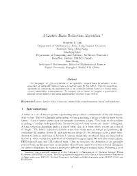 A Lattice Basis Reduction Algorithm ∗