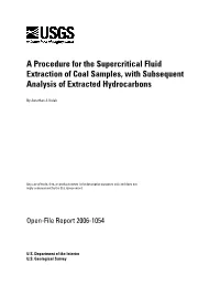 A Procedure for the Supercritical Fluid Extraction of Coal Samples, with Subsequent Analysis of Extracted Hydrocarbons