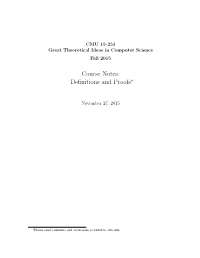 Course Notes: Deﬁnitions and Proofs∗