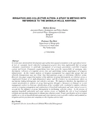 Irrigation and Collective Action- a Study in Method with Reference to the Shiwalik Hills, Haryana