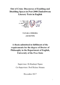 Out of Crisis: Discourses of Enabling and Disabling Spaces in Post-2000 Zimbabwean Literary Texts in English