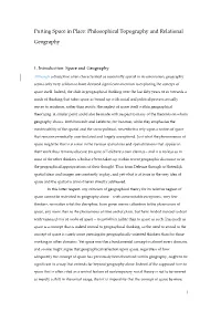 Putting Space in Place: Philosophical Topography and Relational
