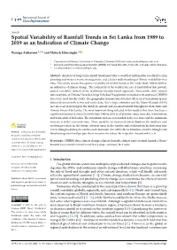 Spatial Variability of Rainfall Trends in Sri Lanka from 1989 to 2019 As an Indication of Climate Change