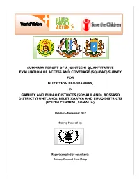 (Squeac) Survey for Nutrition Programmes, in Gabile