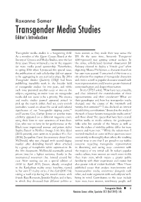 Transgender Media Studies Editor’S Introduction