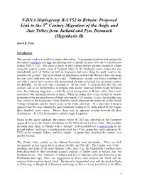 Y-DNA Haplogroup R-U152 in Britain: Proposed Link to the 5Th Century Migration of the Angle and Jute Tribes from Jutland and Fyn, Denmark (Hypothesis B)