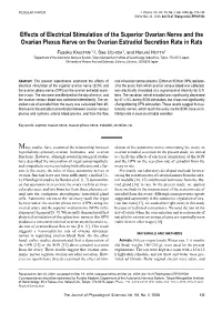 Effects of Electrical Stimulation of the Superior Ovarian Nerve and the Ovarian Plexus Nerve on the Ovarian Estradiol Secretion Rate in Rats
