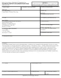 TECHNICAL REPORT DOCUMENTATION PAGE for Individuals with Sensory Disabilities, This Document Is Available in Alternate TR0003 (REV 10/98) Formats