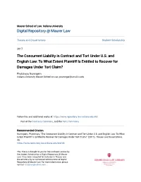 The Concurrent Liability in Contract and Tort Under US and English