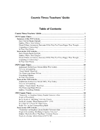 Cosmic Times Teachers' Guide Table of Contents