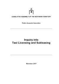 Inquiry Into Taxi Licensing and Subleasing