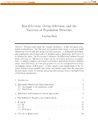 Kin Selection, Group Selection, and the Varieties of Population Structure