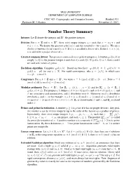 Number Theory Summary