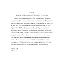 Quantifying Anomia: Development of a Scale