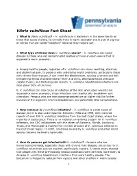 Vibrio Vulnificus Fact Sheet