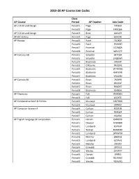 2019-20 AP Course Join Codes