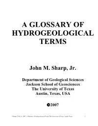 A Glossary of Hydrogeological Terms