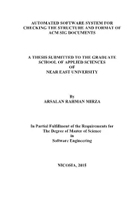 Automated Software System for Checking the Structure and Format of Acm Sig Documents