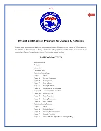Official Certification Program for Judges & Referees