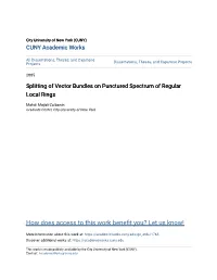 Splitting of Vector Bundles on Punctured Spectrum of Regular Local Rings