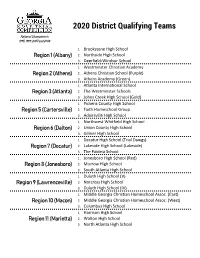 2020 District Qualifying Teams