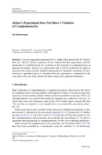 Afshar's Experiment Does Not Show a Violation of Complementarity