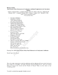 Best Practice Policy Statement on Urodynamic Antibiotic Prophylaxis in the Non-Index Patient1 Anne P
