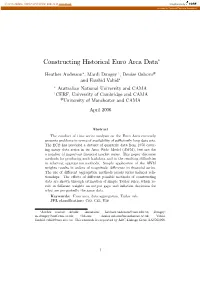 Constructing Historical Euro Area Data∗