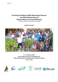 Coral Reef Monitoring and 4Th MC Measures Group Workshop (2Nd Marine Measures Working Group Meeting)