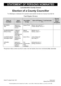 Nominated Candidates for Oadby And