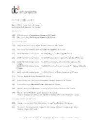 Ruth Cuthand CV