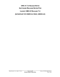 Software Release Notes for Lucent Omc-H Release