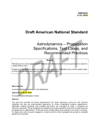 Draft American National Standard Astrodynamics