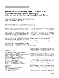 Isolation and Characterization of a New CO-Utilizing Strain, Thermoanaerobacter Thermohydrosulfuricus Subsp
