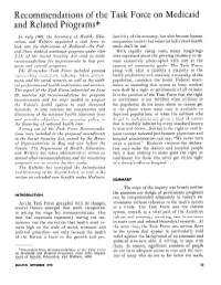 Recommendations of the Task Force on Medicaid and Related Programs*