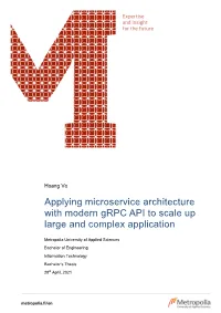 Applying Microservice Architecture with Modern Grpc API to Scale up Large and Complex Application