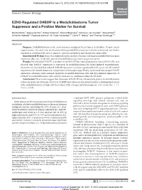 EZH2-Regulated DAB2IP Is a Medulloblastoma Tumor Suppressor and a Positive Marker for Survival
