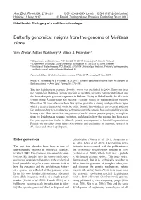 Insights from the Genome of Melitaea Cinxia