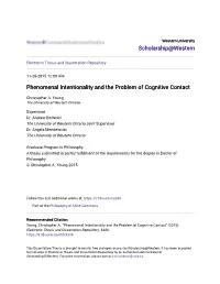 Phenomenal Intentionality and the Problem of Cognitive Contact