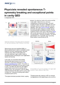 Symmetry Breaking and Exceptional Points in Cavity QED 13 September 2018