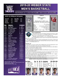 2019-20 Weber State Men's Basketball