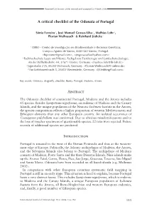 A Critical Checklist of the Odonata of Portugal