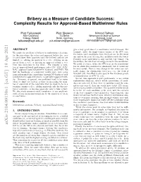 Bribery As a Measure of Candidate Success: Complexity Results For