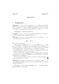 Class 2/14 1 Singularities
