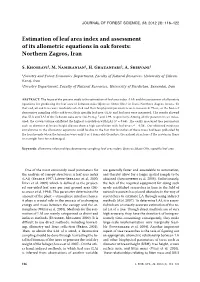 Estimation of Leaf Area Index and Assessment of Its Allometric Equations in Oak Forests: Northern Zagros, Iran