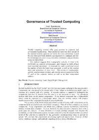 Governance of Trusted Computing