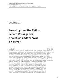 Learning from the Chilcot Report: Propaganda, Deception and the Â