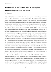 Mark Fisher in Memoriam, Part 3: Dystopian Modernism (On Under the Skin)