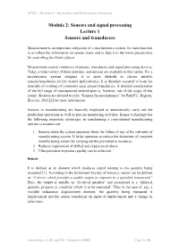 Sensors and Transducers