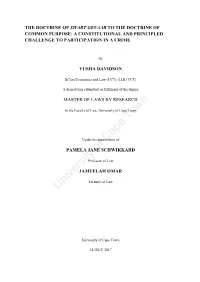 The Doctrine of Swart Gevaaar to the Doctrine of Common Purpose: A